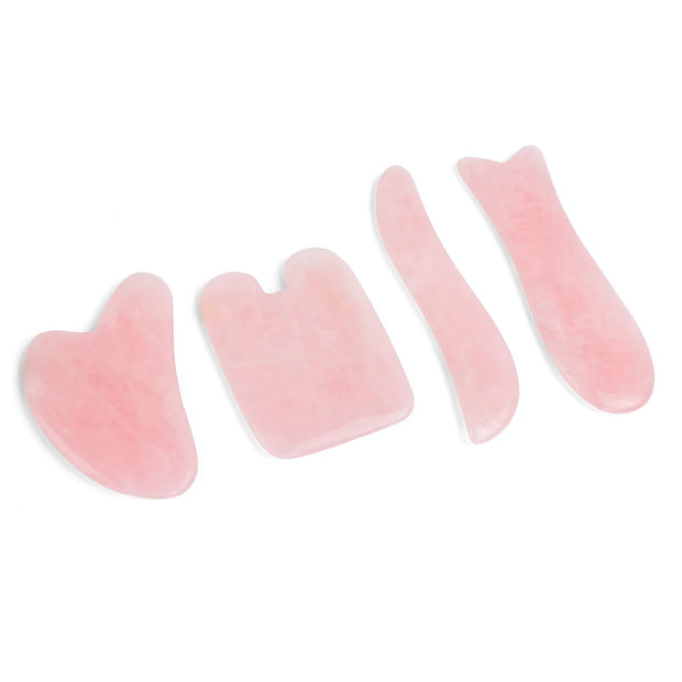Rose Quartz Face Massager Gua Sha Scraper Natural Jade Stone