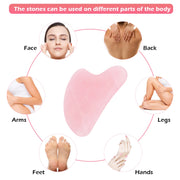 Rose Quartz Face Massager Gua Sha Scraper Natural Jade Stone