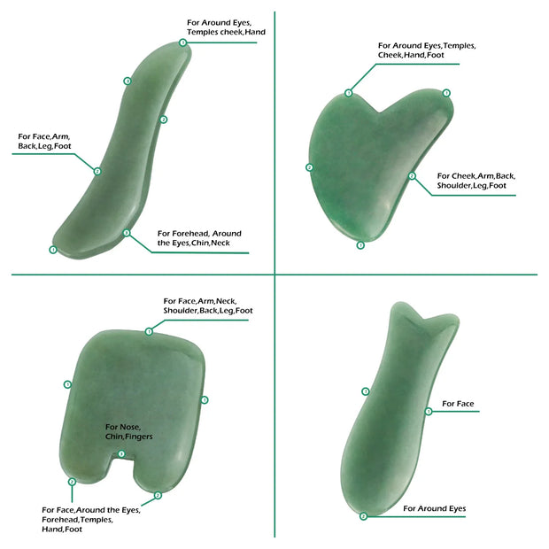 Rose Quartz Face Massager Gua Sha Scraper Natural Jade Stone