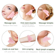 Rose Quartz Face Massager Gua Sha Scraper Natural Jade Stone