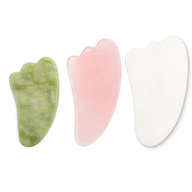 Rose Quartz Face Massager Gua Sha Scraper Natural Jade Stone