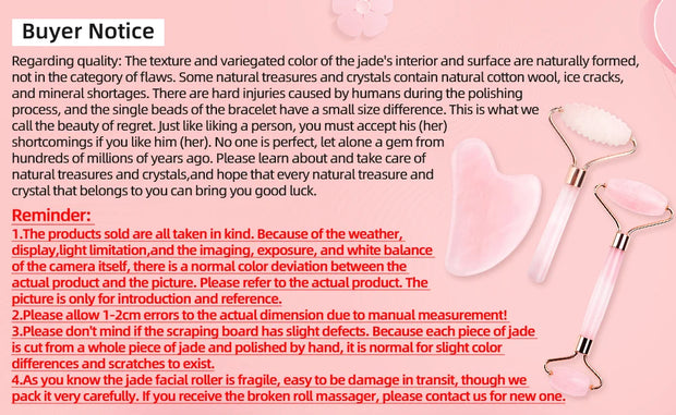 Rose Quartz Face Massager Gua Sha Scraper Natural Jade Stone