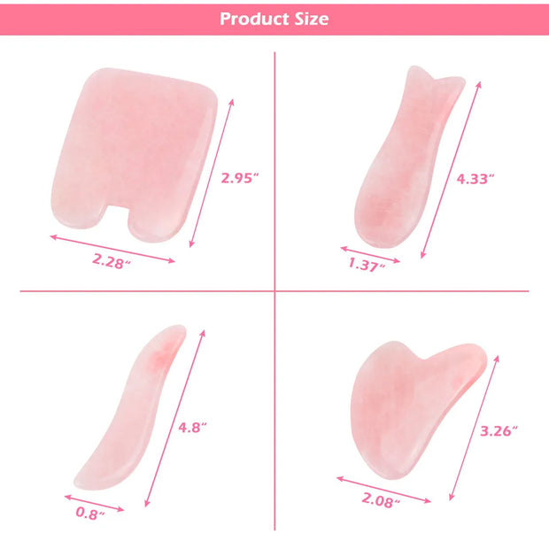 Rose Quartz Face Massager Gua Sha Scraper Natural Jade Stone