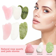 Rose Quartz Face Massager Gua Sha Scraper Natural Jade Stone