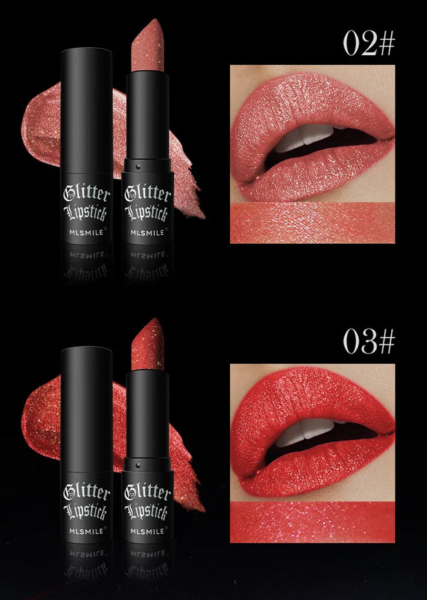 7 color waterproof Nude Glitter non-stick Lipstick Sexy Shimmer