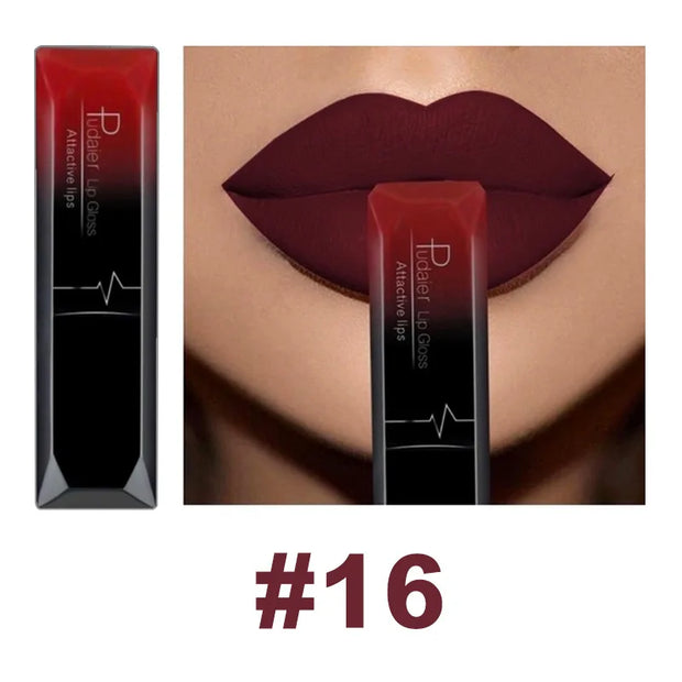 Pudaier 21 Color waterproof matte liquid lip Gloss