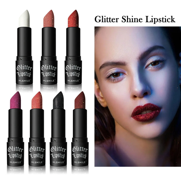 7 color waterproof Nude Glitter non-stick Lipstick Sexy Shimmer