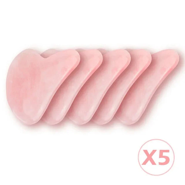 Rose Quartz Face Massager Gua Sha Scraper Natural Jade Stone