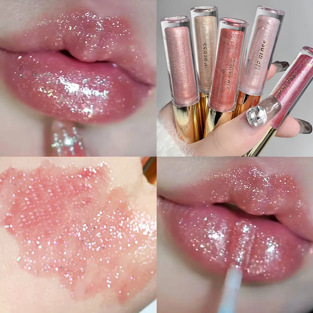 Moisturizing, plump and sparkling lip gloss, water-glossy lip glaze.