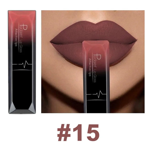 Pudaier 21 Color waterproof matte liquid lip Gloss