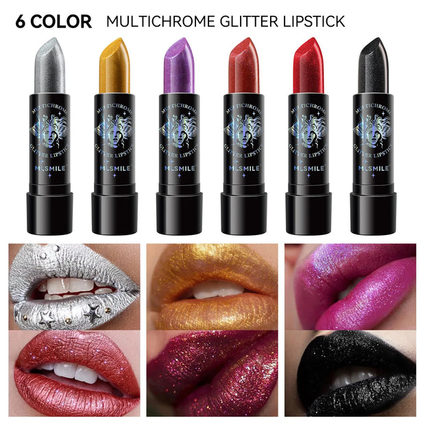 7 color waterproof Nude Glitter non-stick Lipstick Sexy Shimmer