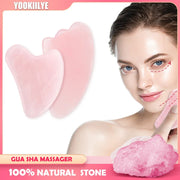 Rose Quartz Face Massager Gua Sha Scraper Natural Jade Stone