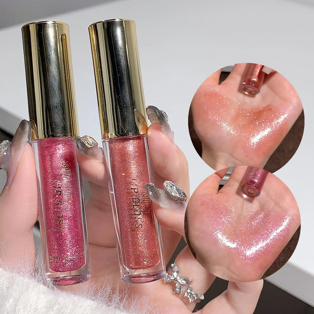 Moisturizing, plump and sparkling lip gloss, water-glossy lip glaze.