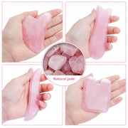 Rose Quartz Face Massager Gua Sha Scraper Natural Jade Stone