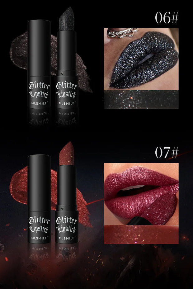 7 color waterproof Nude Glitter non-stick Lipstick Sexy Shimmer
