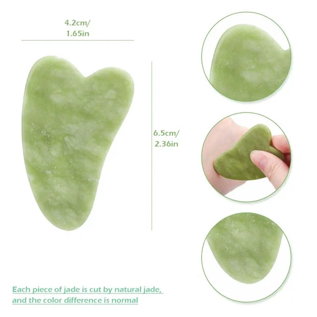 Rose Quartz Face Massager Gua Sha Scraper Natural Jade Stone