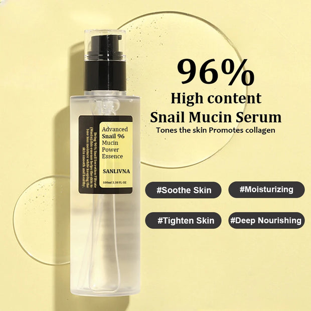 Snail Mucin 96% Korean Skin Care Facial Essence Fading Fine Lines Brightening Anti-Aging serum