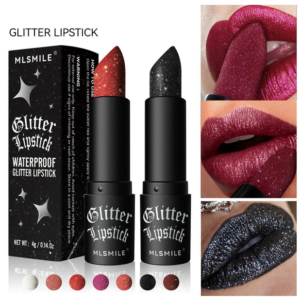 7 color waterproof Nude Glitter non-stick Lipstick Sexy Shimmer