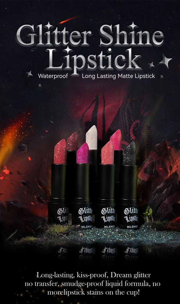 7 color waterproof Nude Glitter non-stick Lipstick Sexy Shimmer