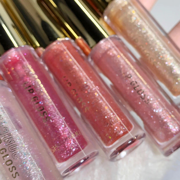 Moisturizing, plump and sparkling lip gloss, water-glossy lip glaze.