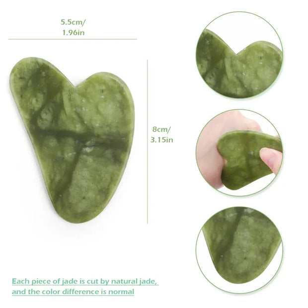 Rose Quartz Face Massager Gua Sha Scraper Natural Jade Stone