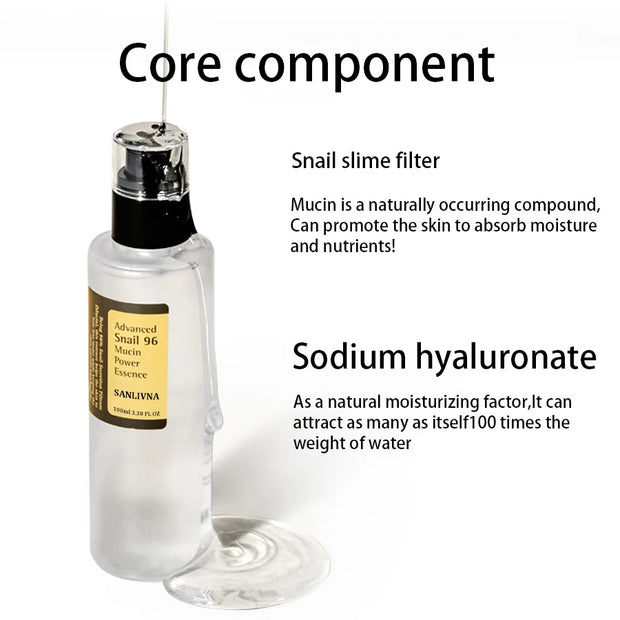 Snail Mucin 96% Korean Skin Care Facial Essence Fading Fine Lines Brightening Anti-Aging serum