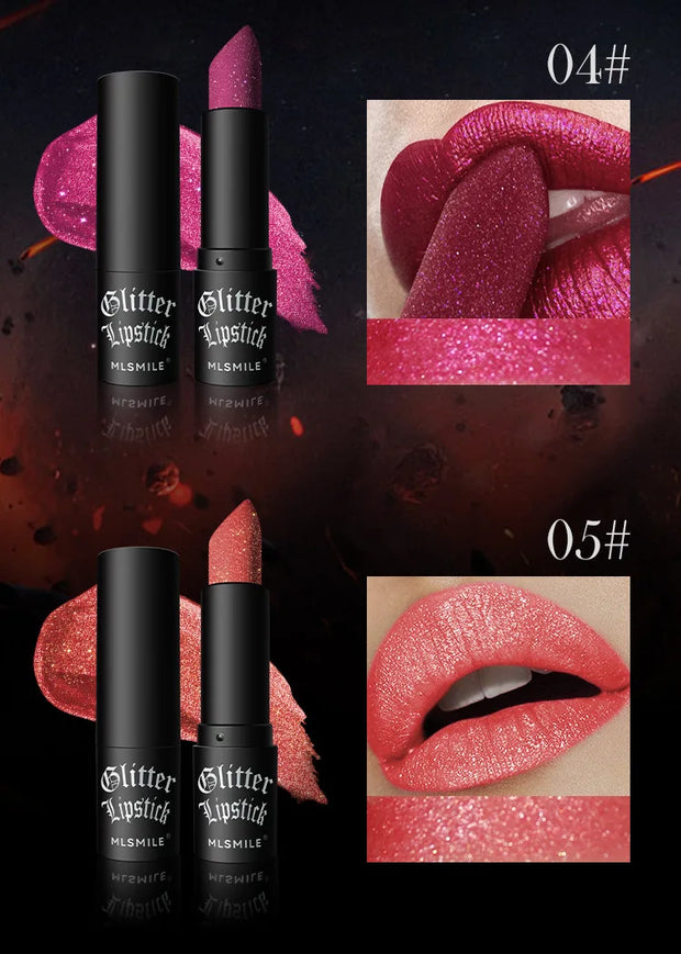 7 color waterproof Nude Glitter non-stick Lipstick Sexy Shimmer