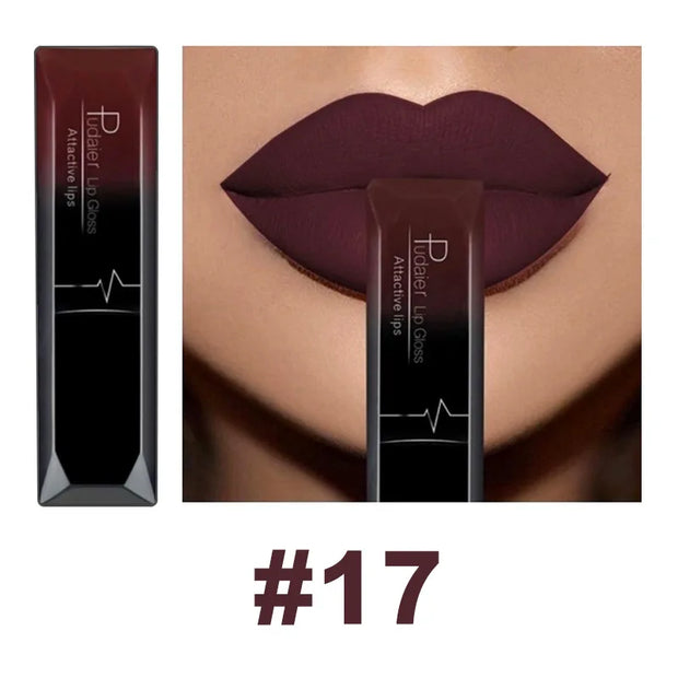 Pudaier 21 Color waterproof matte liquid lip Gloss