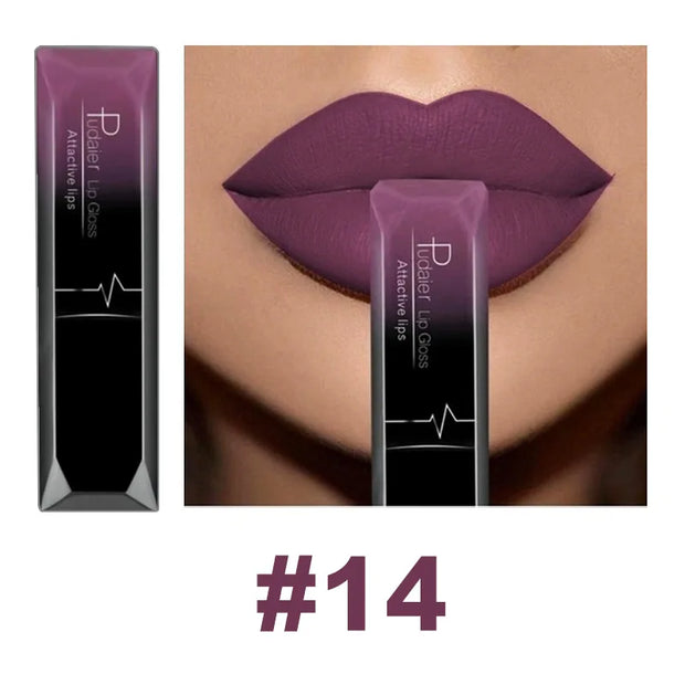 Pudaier 21 Color waterproof matte liquid lip Gloss